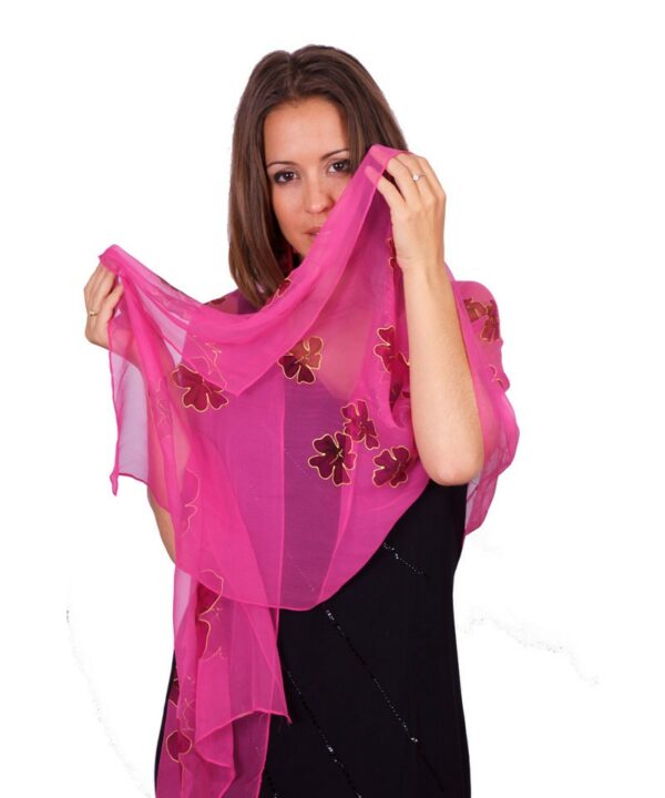 fulard seda natural flors fucsia
