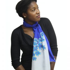fulard seda natural flors blaves