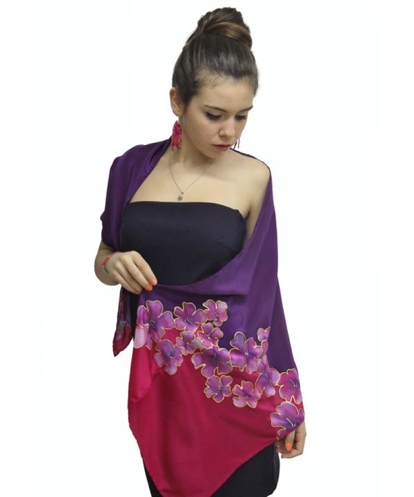fulard seda natural flors violetes
