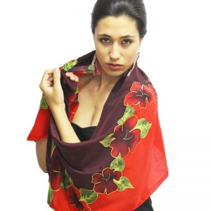 fulard seda natural flors burdeus
