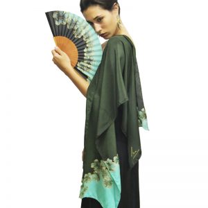 fulard seda natural flors verdes