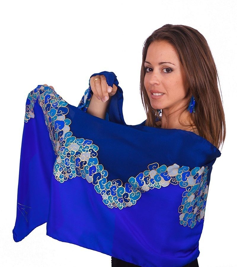 fulard seda natural cargols blaus