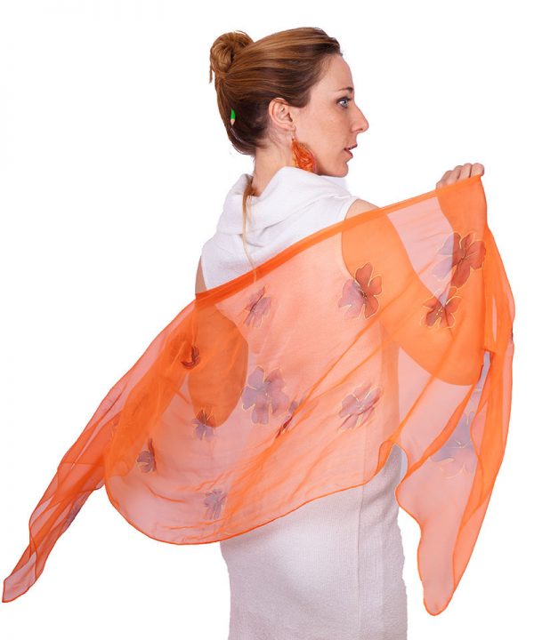 fulard seda natural flors taronja