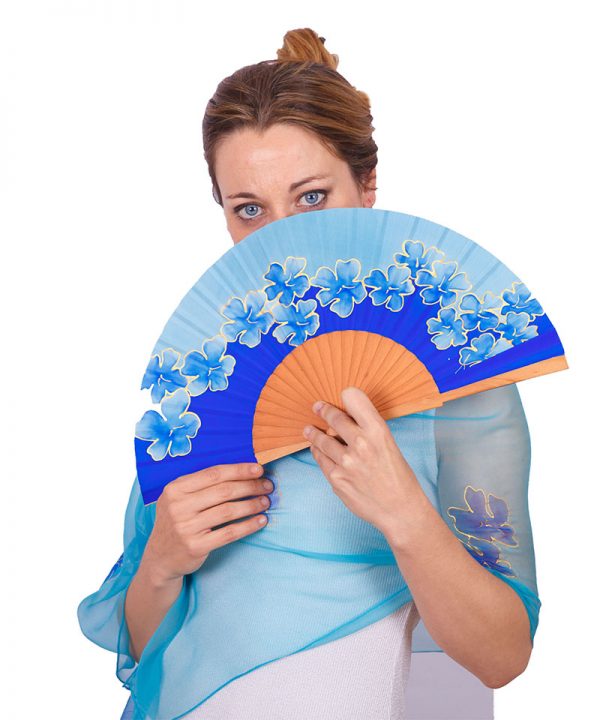 fulard seda natural flors blau